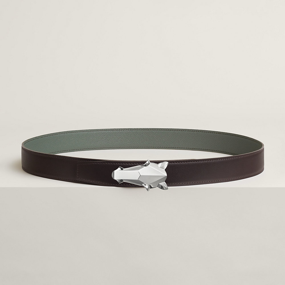 Destrier belt buckle & Reversible leather strap 32 mm