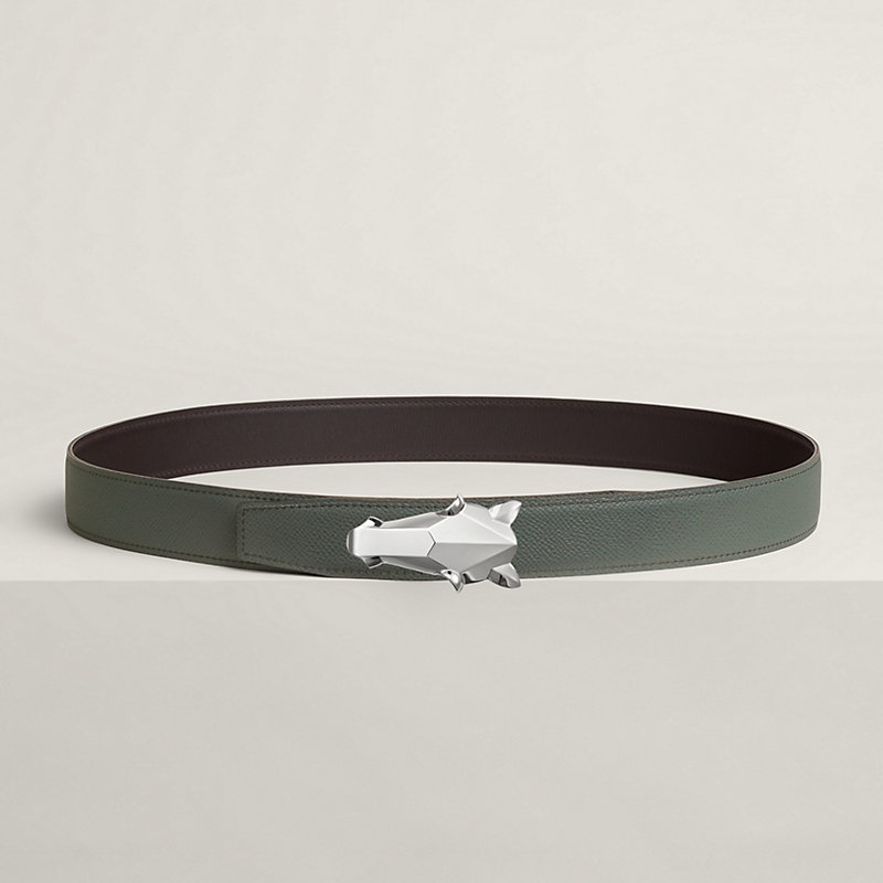 Destrier belt buckle & Reversible leather strap 32 mm