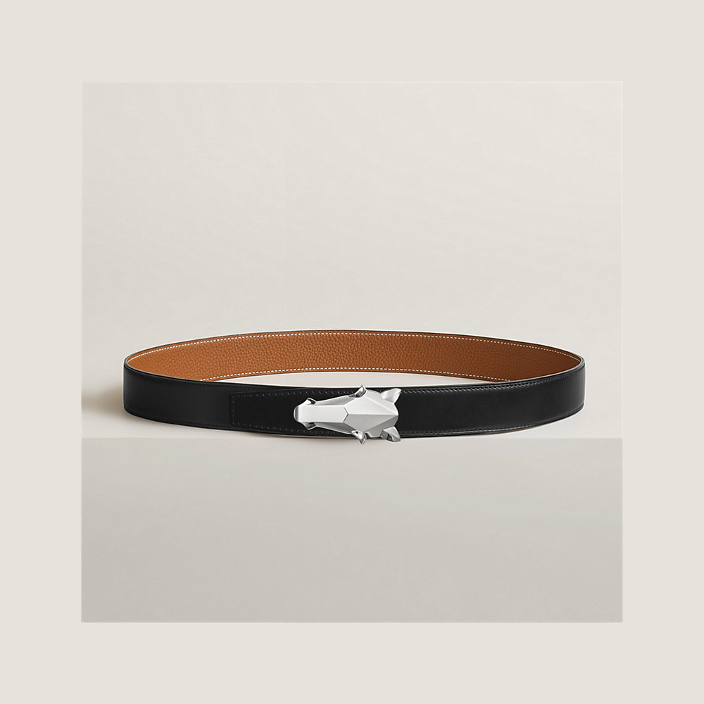 Destrier belt buckle & Reversible leather strap 32 mm | Hermès UK