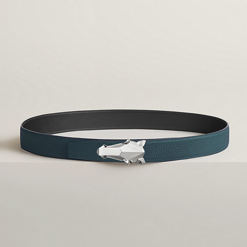 Destrier belt buckle & Reversible leather strap 32 mm