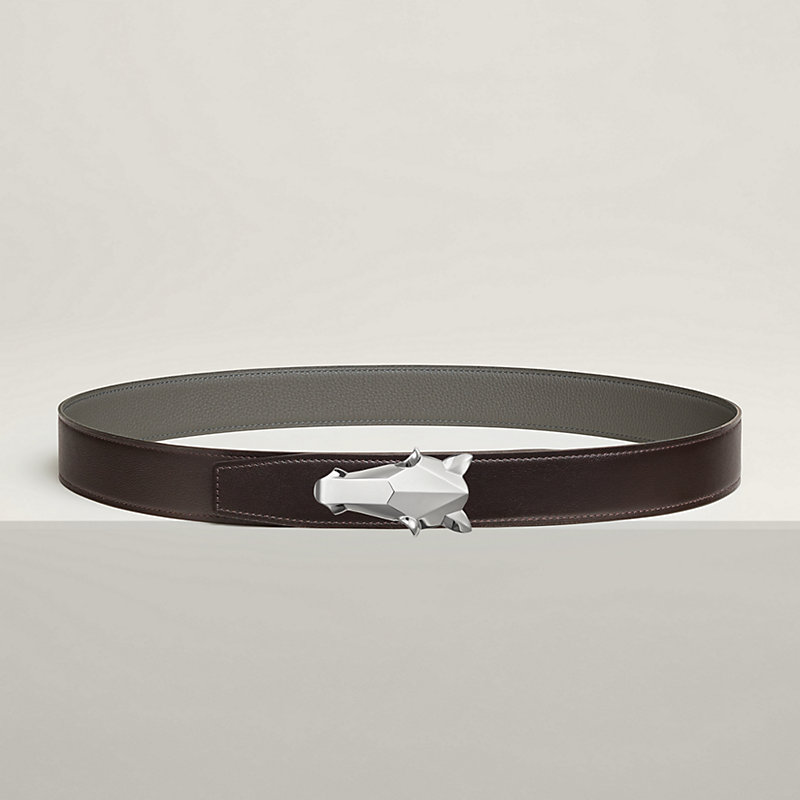 Destrier belt buckle & Reversible leather strap 32 mm