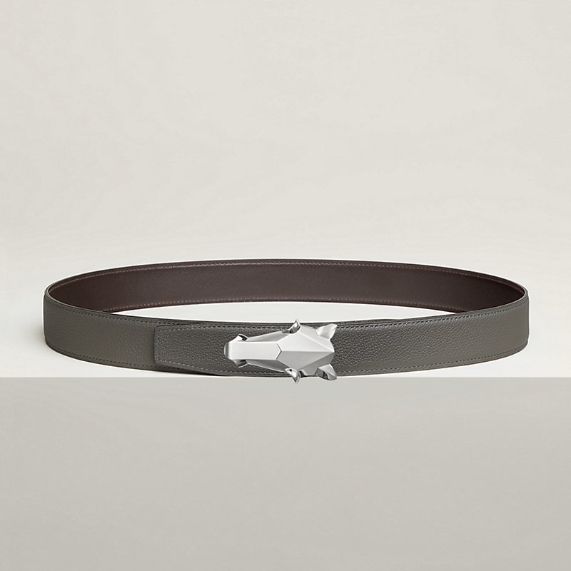 Destrier belt buckle & Reversible leather strap 32 mm