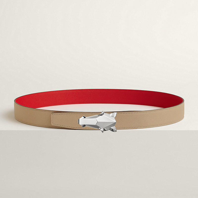 Destrier belt buckle & Reversible leather strap 32 mm