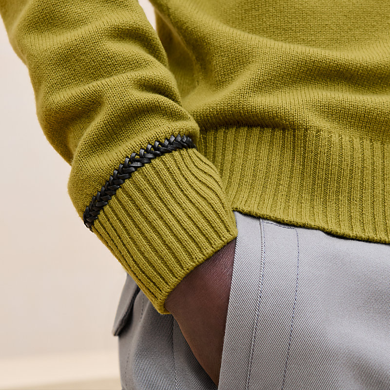 Detail cuir tresse turtleneck sweater Hermes Canada