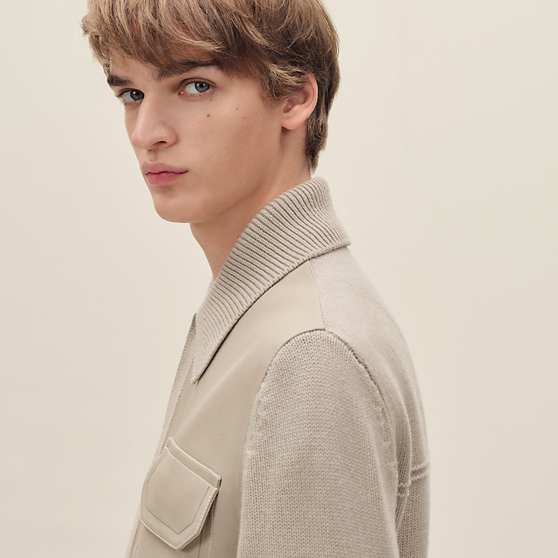 "Devant cuir" buttoned jacket