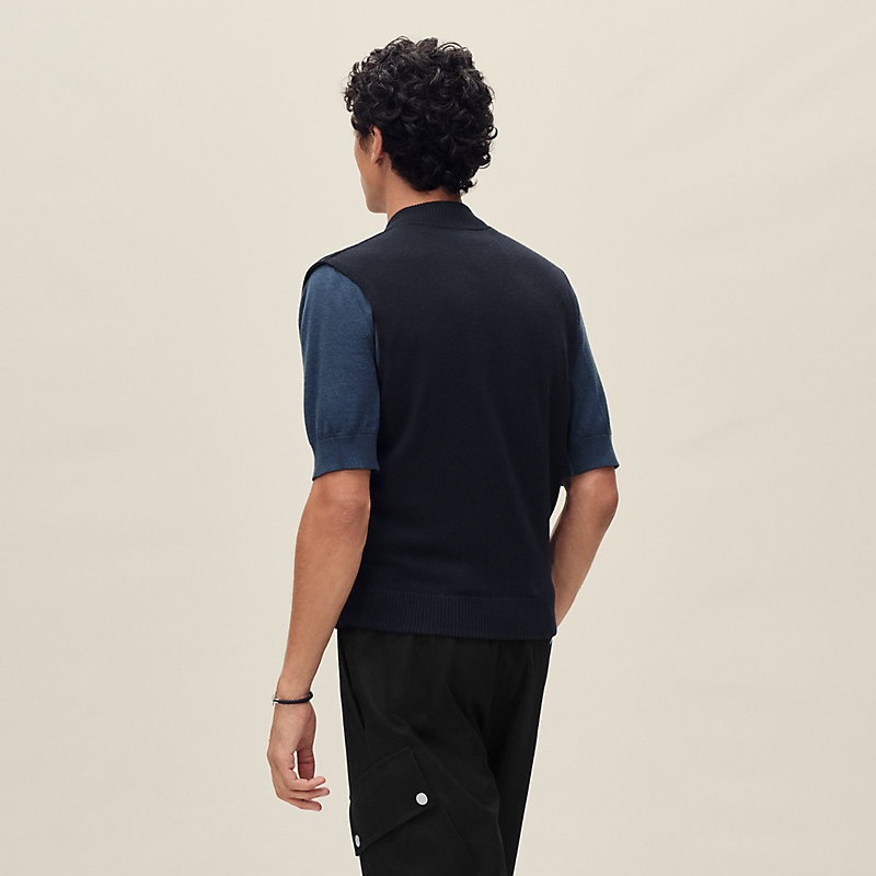 "Devant cuir" sleeveless jacket