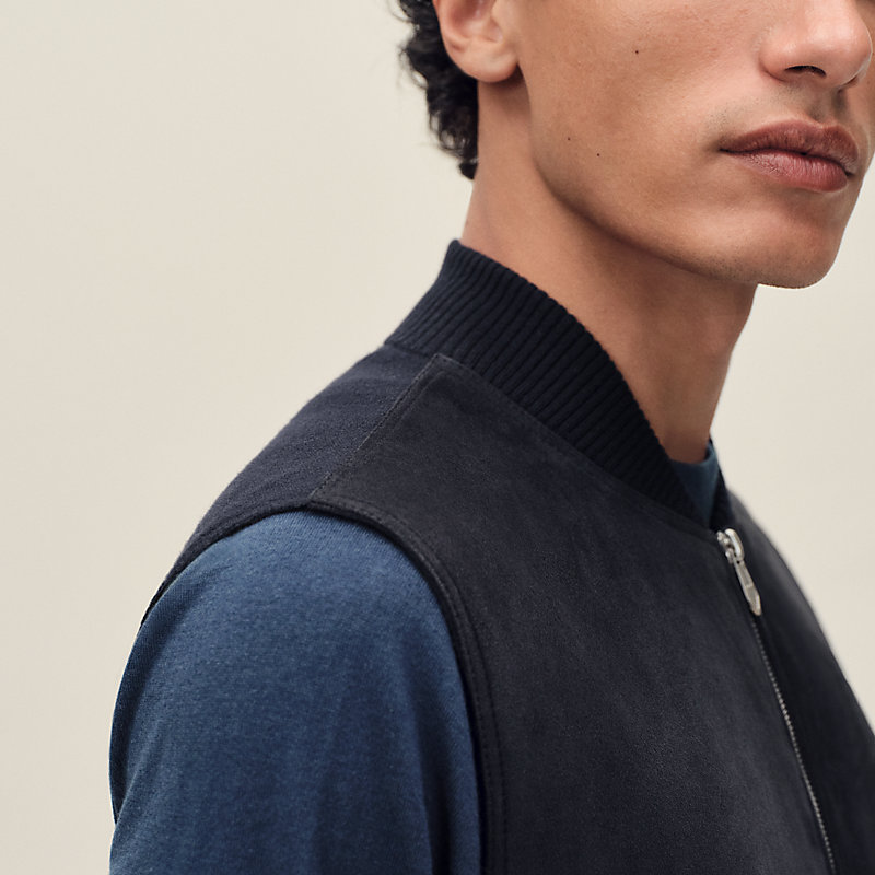 "Devant cuir" sleeveless jacket