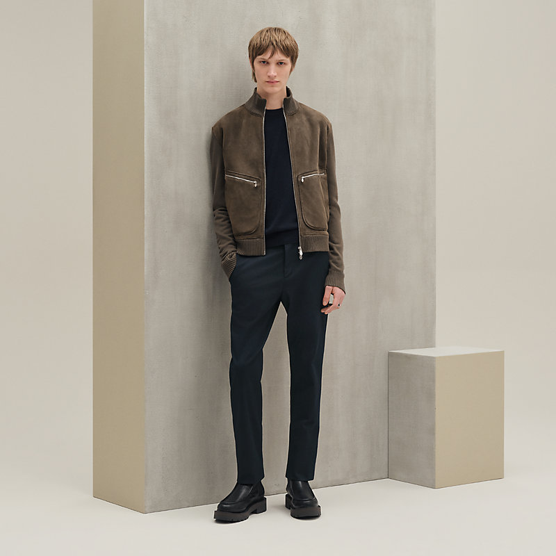 ジャケット・アウター HERMES suede leather ds knit green Suede boxy jacket, green | Marella