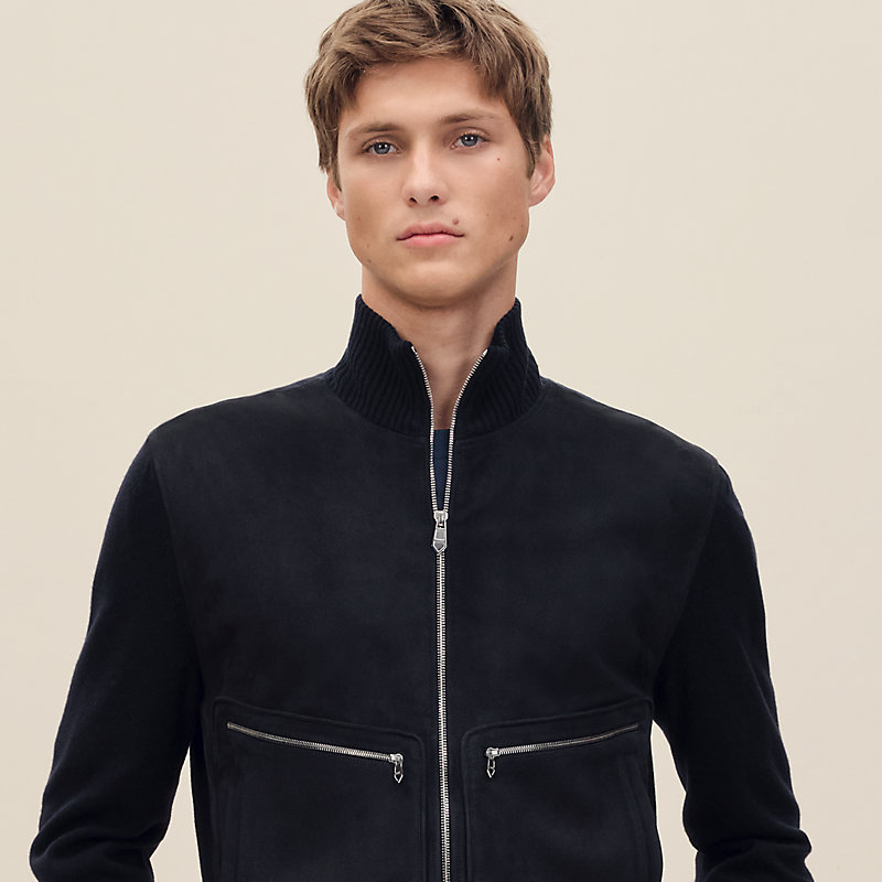 "Devant cuir" zipped jacket