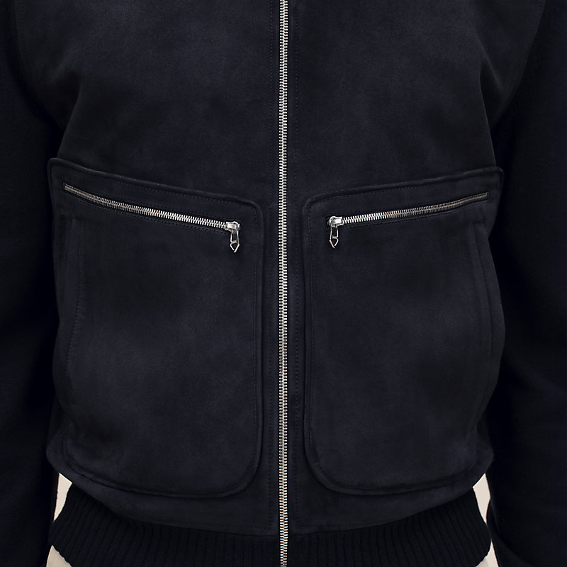 "Devant cuir" zipped jacket