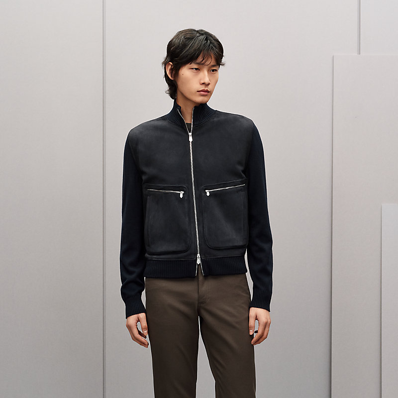 "Devant cuir" zipped jacket