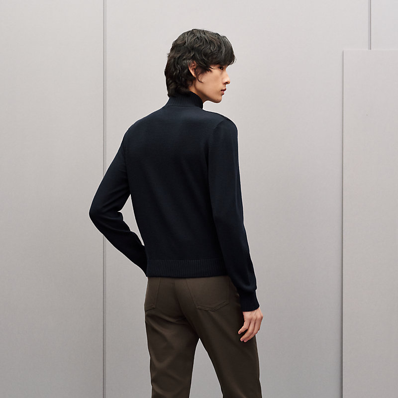 "Devant cuir" zipped jacket