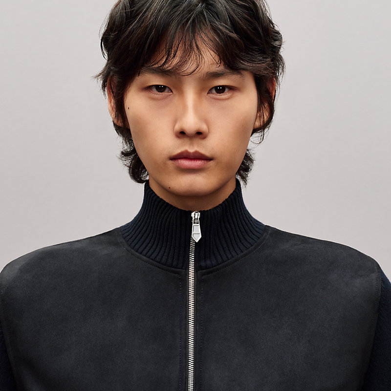 "Devant cuir" zipped jacket