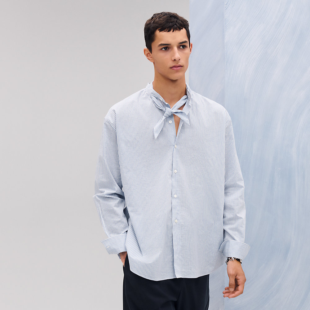 最終値下げ　Hudson stripe tie shirts ivory M 最終値下げ Hudson stripe tie shirts ivory M