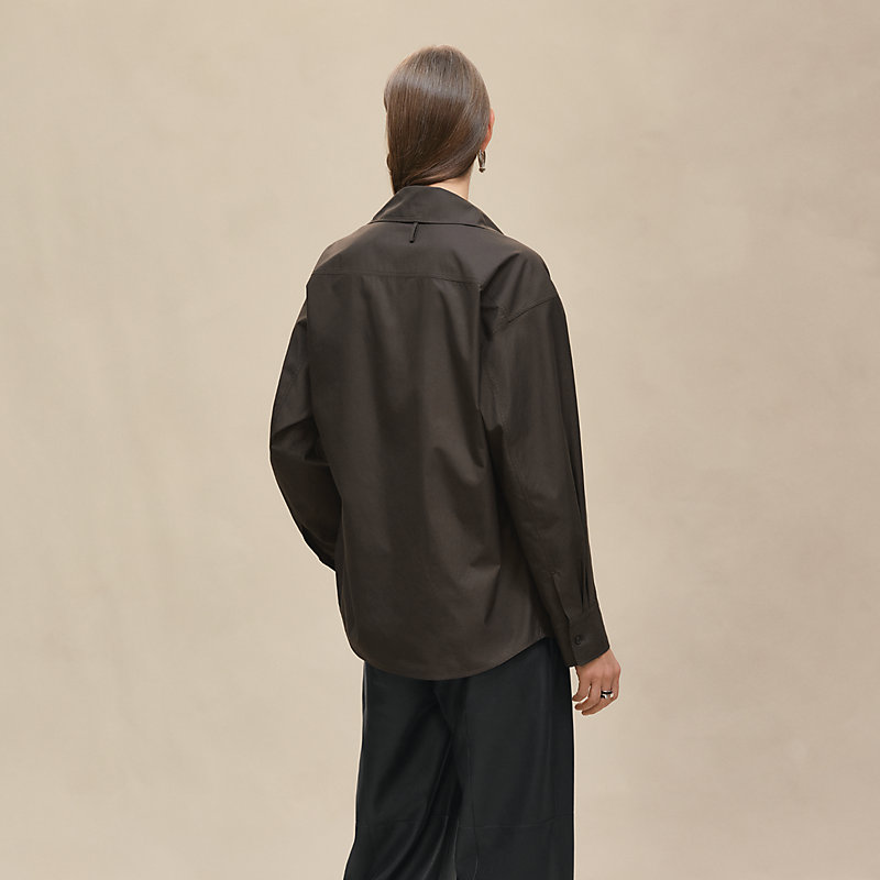 Draped collar shirt - Brown | Hermès Netherlands
