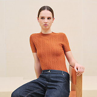 【個性的なデザイン】HERMES ニット 極美品 HERMES エルメス ツイルレーヌ イエロー 膨れニット セーター