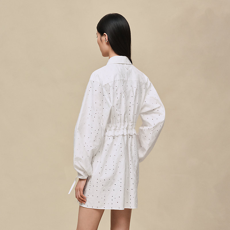 Embroidered drawstring dress