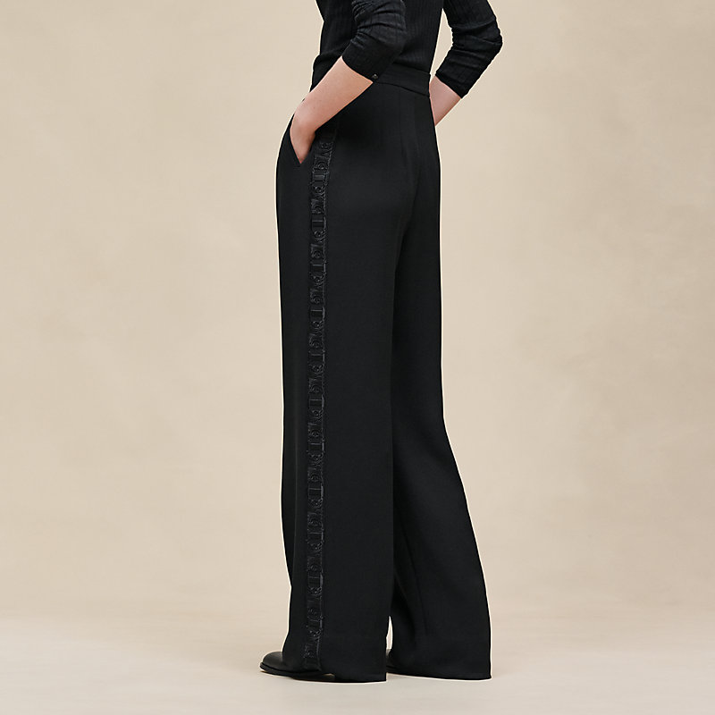 Embroidered high-waisted tuxedo pants