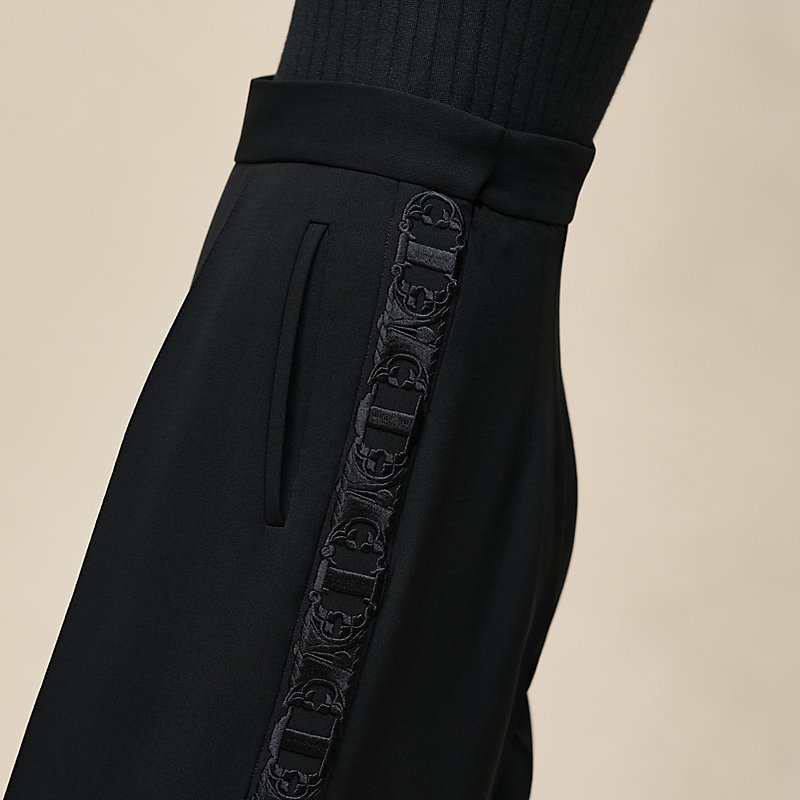 Embroidered high-waisted tuxedo pants