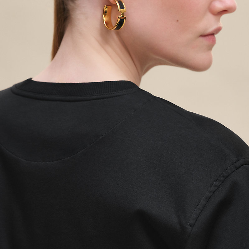 Embroidered maxi t-shirt - Black | Hermès UK