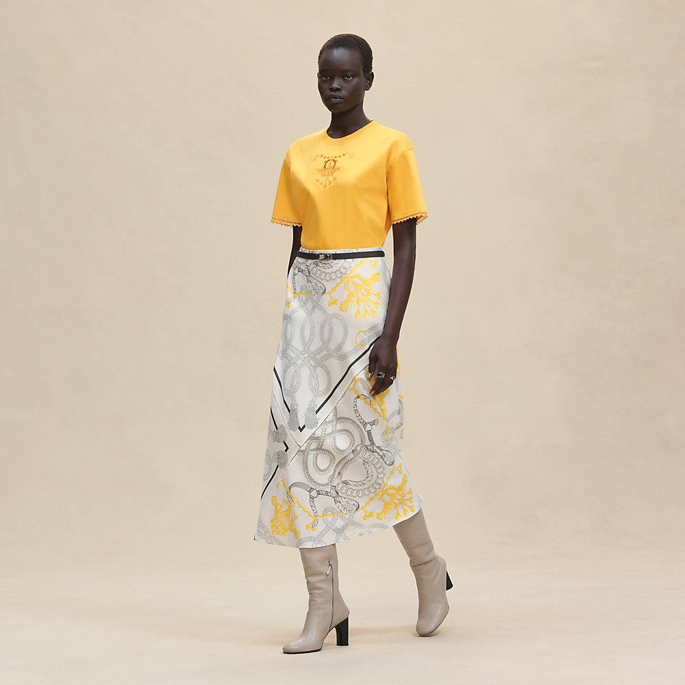 トップス Hermes Embroidered maxi t-shirt - Yellow | Hermès Canada