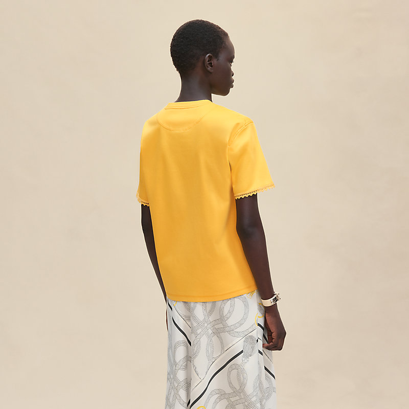 Embroidered maxi t-shirt - Yellow | Hermès Canada