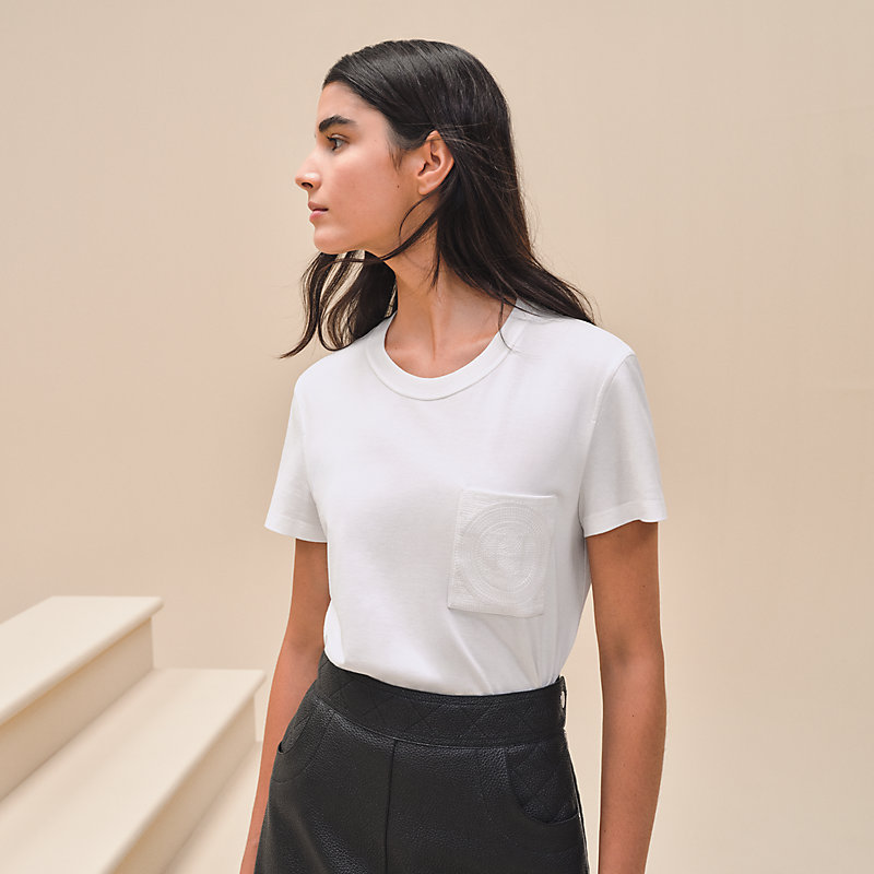 HERMES ホワイトコットンシャツ エルメス コットン シャツ 39 メンズ ホワイト セリエボタン