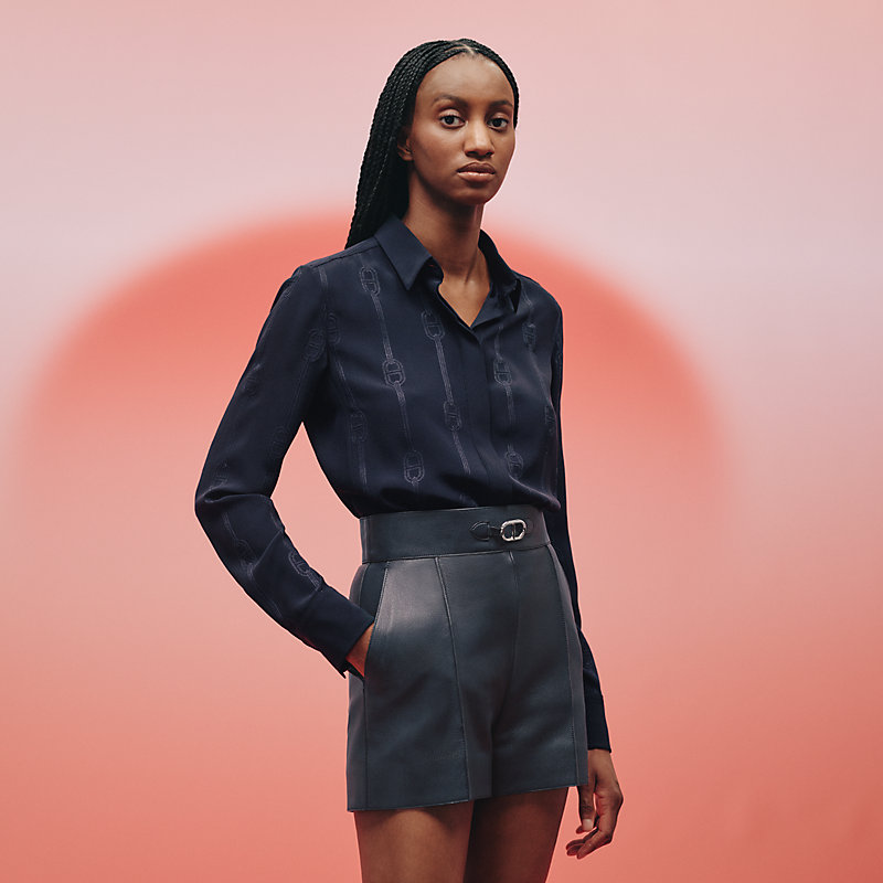 Embroidered silk micro shirt | Hermès Singapore