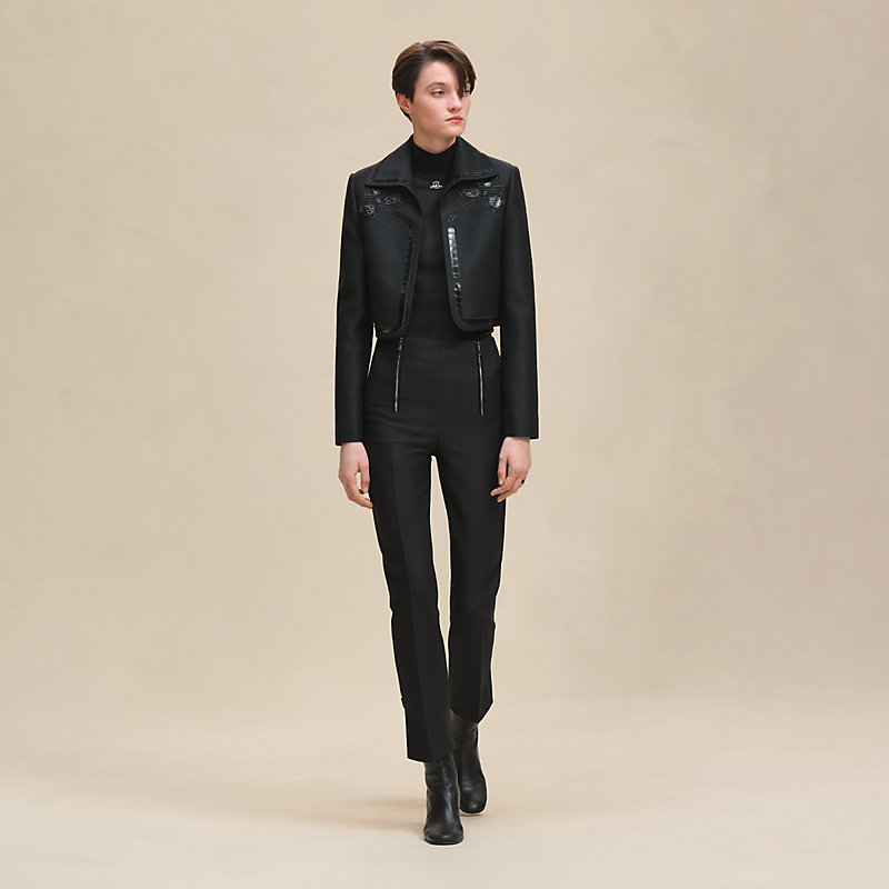 Embroidered Spencer jacket - Black | Hermès USA