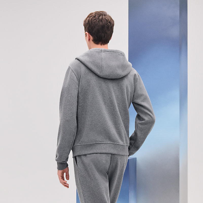 "Empreintes sellier cuir" zipped hooded sweater