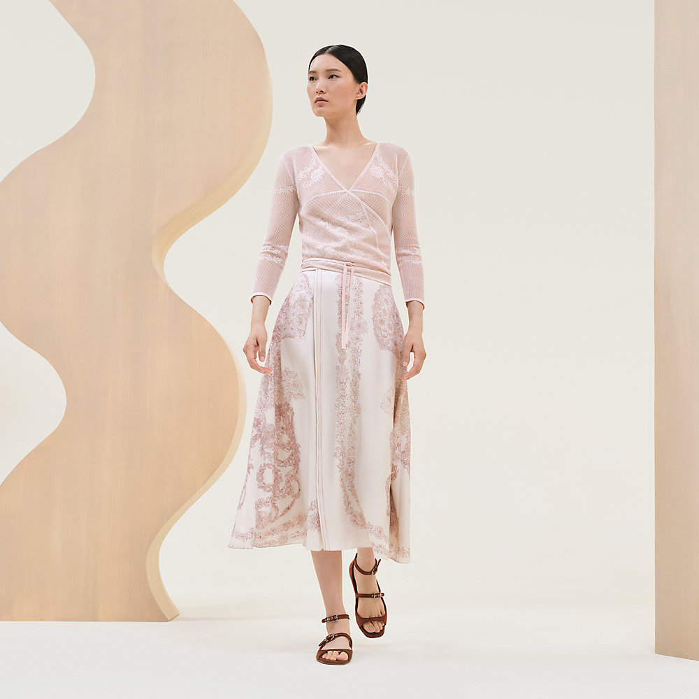 HERMES \"En Desordre a Fleurs\" draped long dress ★関税込 En Desordre a Fleurs