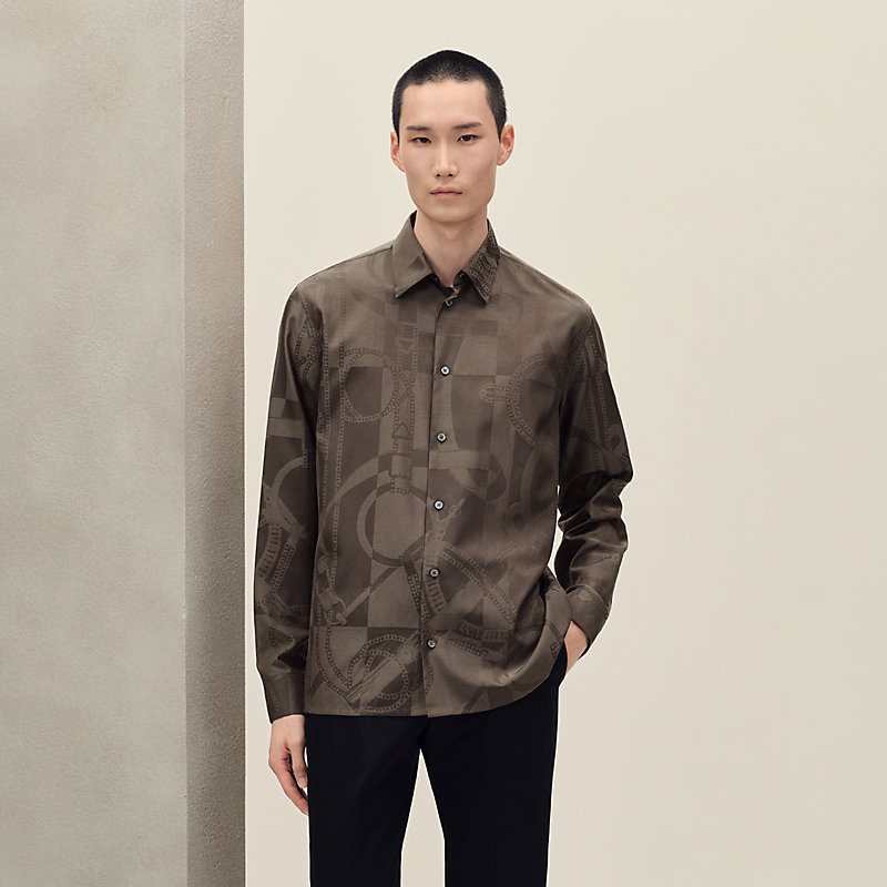 "Eperon d'Or Jacquard" straight cut shirt