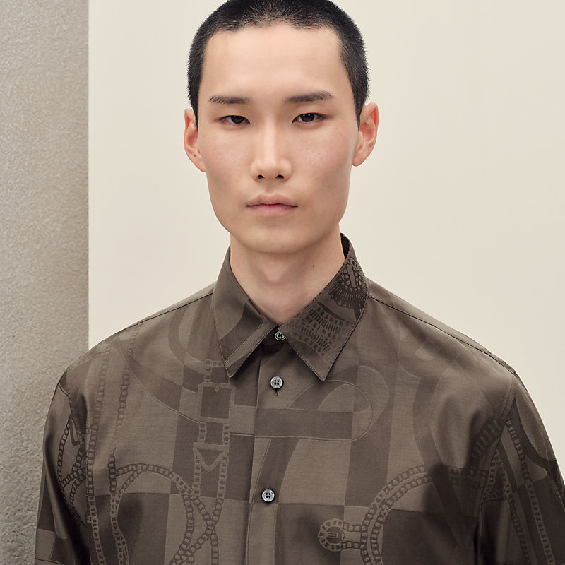"Eperon d'Or Jacquard" straight cut shirt