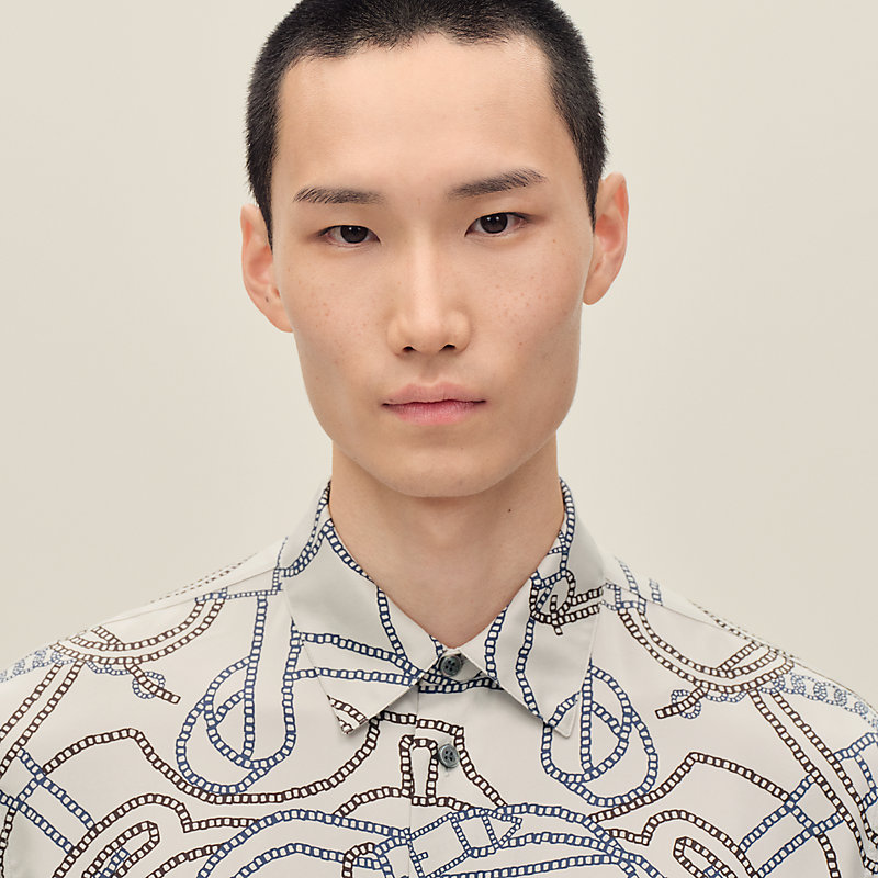 "Eperon d'Or Quadrilignes" straight cut shirt