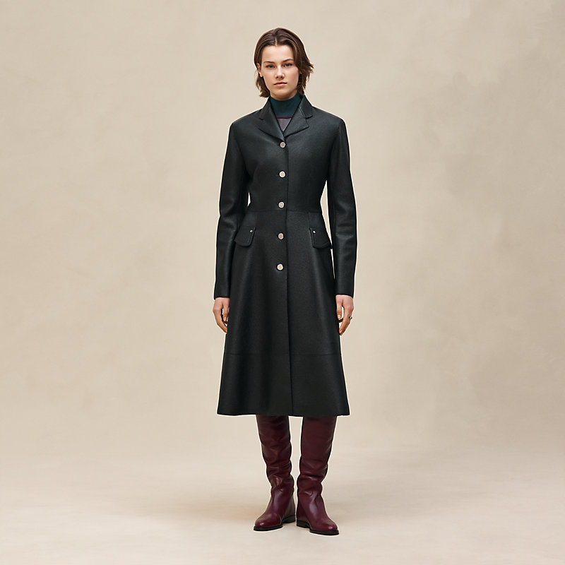Equestrian leather coat