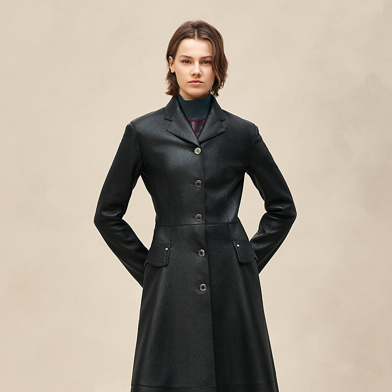 Equestrian leather coat