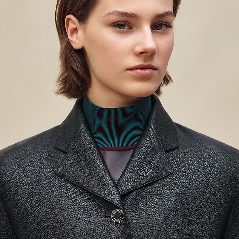 Equestrian leather coat