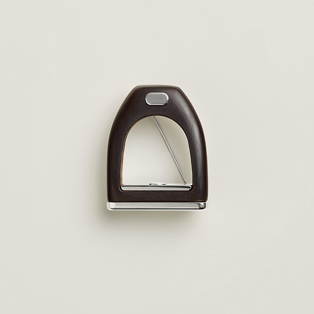 Etrier Vulcanium brooch - Brown | Hermès UK
