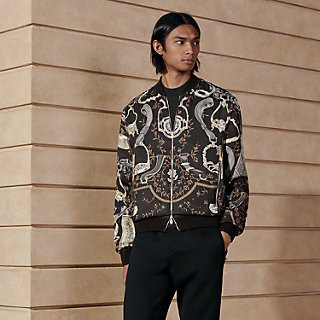 ジャケット・アウター HERMES Reversible rib trim jacket 46 Quincaillerie Equestre