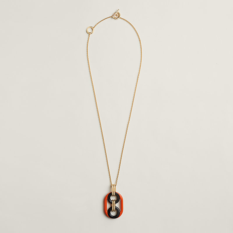 HERMES ペンダント Hermes Mini Pop H Pendant Necklace Black Enamel Lacquered Palladium Ha