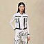 "Ex-Libris a Main Levee" long-sleeve twillaine cardigan, View: Worn, worn, view 2 of 6