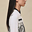 "Ex-Libris a Main Levee" long-sleeve twillaine cardigan, View: Worn, worn, view 5 of 6
