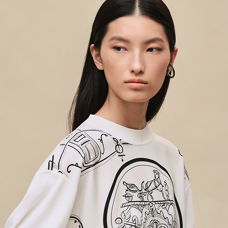 "Ex-Libris a Main Levee" long-sleeve twillaine sweater