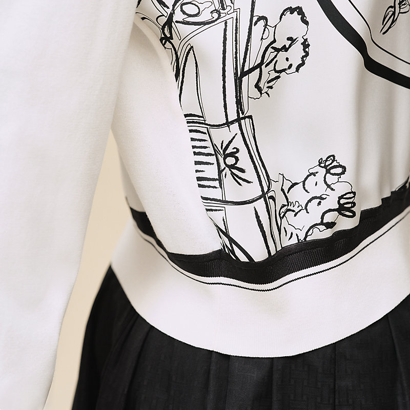"Ex-Libris a Main Levee" long-sleeve twillaine sweater