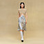 "Ex-Libris a Main Levee" short-sleeve twillaine long dress, View: Worn, worn, view 1 of 6