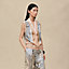 "Ex-Libris a Main Levee" sleeveless twillaine cardigan, View: Worn, worn, view 2 of 6