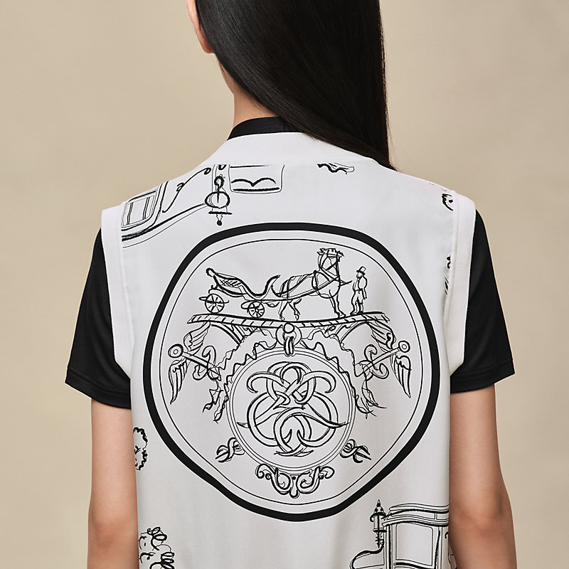 "Ex-Libris a Main Levee" sleeveless twillaine cardigan