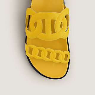 yellow hermes slippers