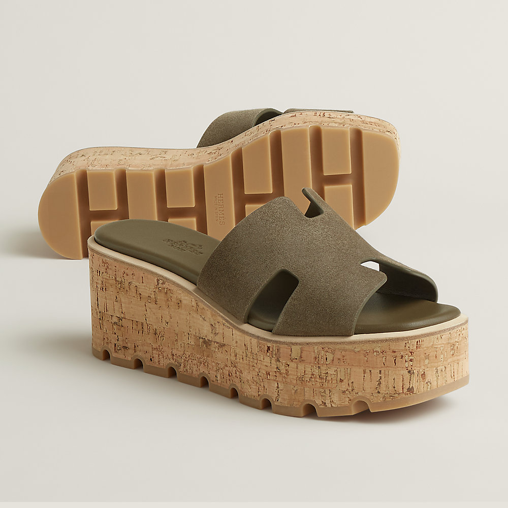 hermes cork wedges