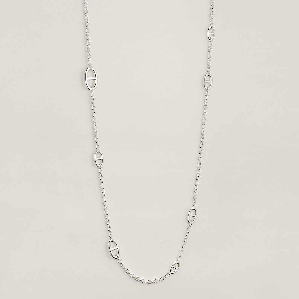 Hermes Long Chain Diamond 10.88ct Silver Choker Necklace – Opulent Jewelers